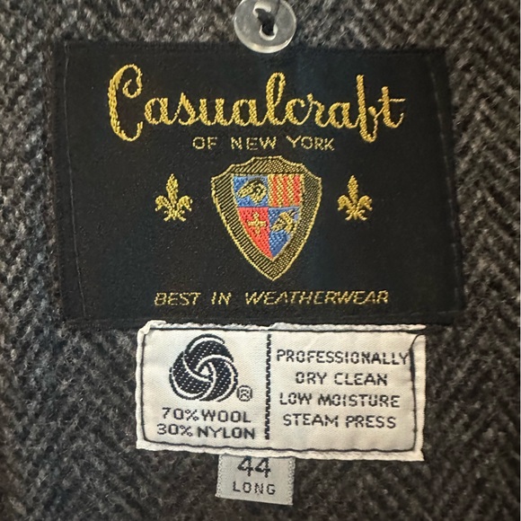 Vintage Casualcraft Men’s Gray Wool Blend Herringbone Peacoat USA Made Size 44L - Picture 3 of 9